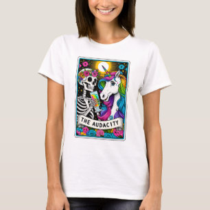 Camiseta Graciosa Audacity Unicorn y Skeleton Tarot