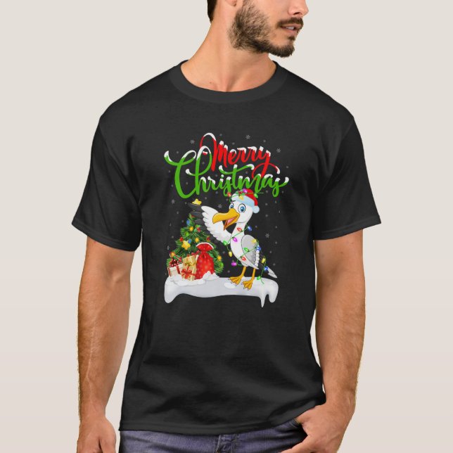 Camiseta Graciosa Ave Ave Ave Amante Xmas Lighting Seagull  (Anverso)