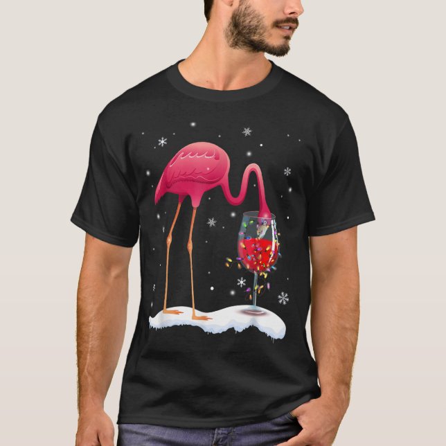 Camiseta Graciosa Bebida De Flamingo Rosa En Navidades Xmas (Anverso)