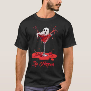 Camiseta Graciosa Bebida mortal Halloween Skull Cocktail