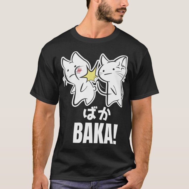 Camiseta Graciosa bofetada de Anime Baka Cat Kitten - Baka  (Anverso)