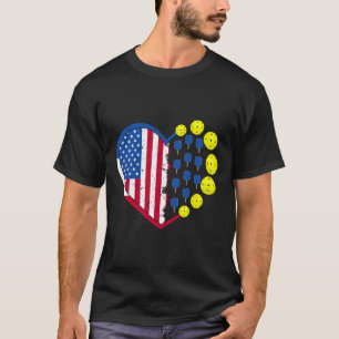 Camiseta Graciosa Bola de Pickleball Con Bandera Americana
