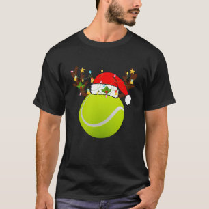 Camiseta Graciosa bola de tenis Santa Hat Jugador de renos