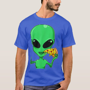 Camiseta Graciosa Cabeza Alien Comer Pizza Ufo Etraterrestr