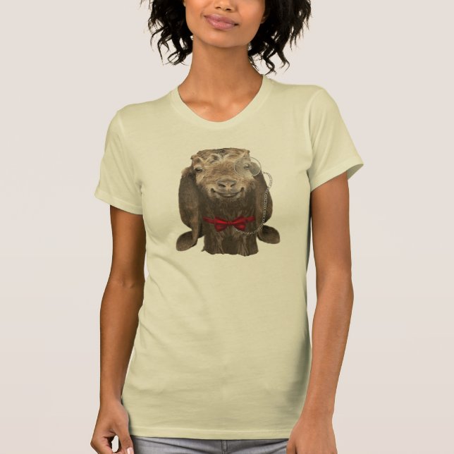 Camiseta Graciosa Cabra Nubia Con Monocle (Anverso)