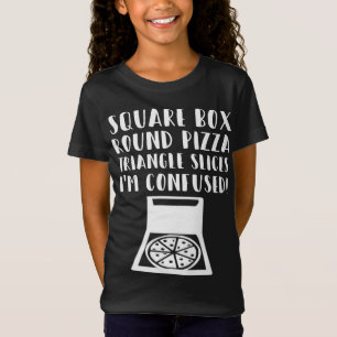 Camiseta Graciosa caja cuadrada Pizza redonda Pizza-Triángu