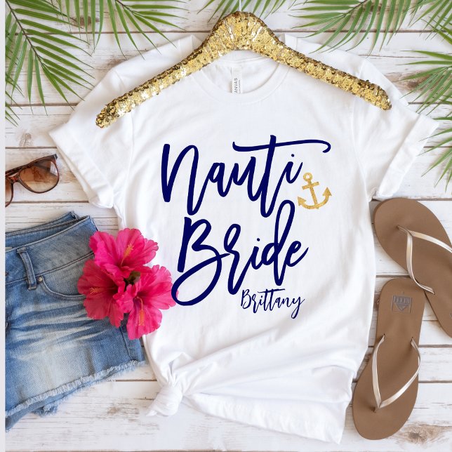 Camiseta Graciosa caligrafía moderna de Nauti Bride Blue (Subido por el creador)