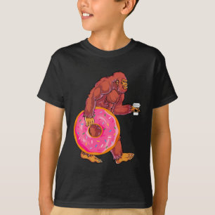 Camiseta Graciosa caminata a pie con donut y café grandes