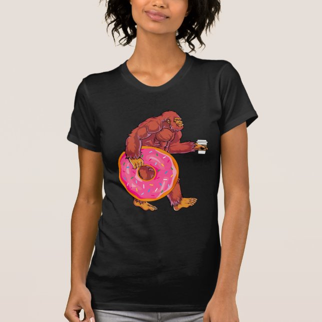 Camiseta Graciosa caminata a pie con donut y café grandes (Anverso)