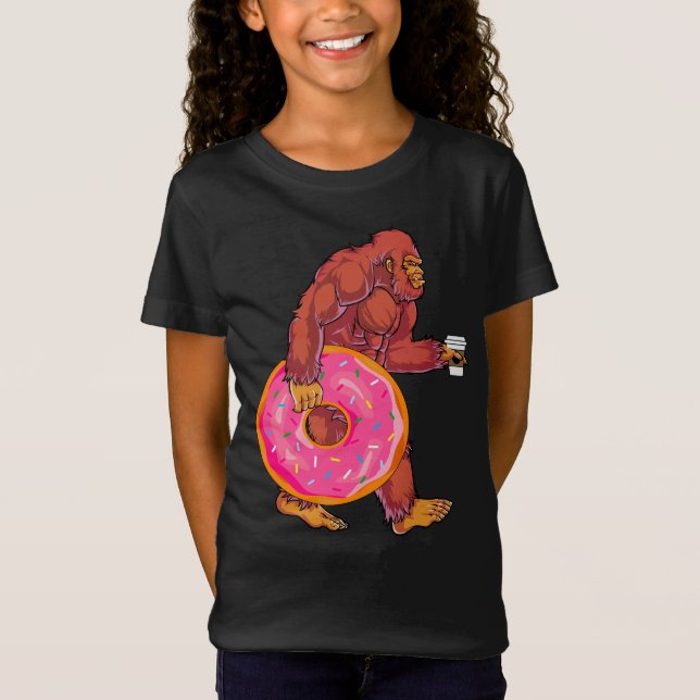 Camiseta Graciosa caminata a pie con donut y café grandes (Anverso)