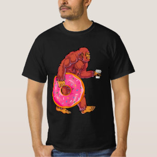 Camiseta Graciosa caminata a pie con donut y café grandes