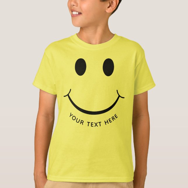 Camiseta Graciosa cara feliz agrega tu propia luz de texto (Anverso)