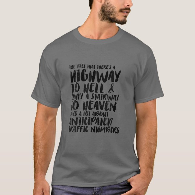 Camiseta Graciosa Carretera Sarcástica Al Infierno Y Escale (Anverso)