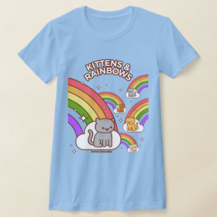 Camiseta Graciosa Cat - "KITTENS & RAINBOWS"