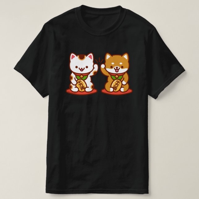 Camiseta Graciosa Cat - Maneki-neko High Five (Diseño del anverso)