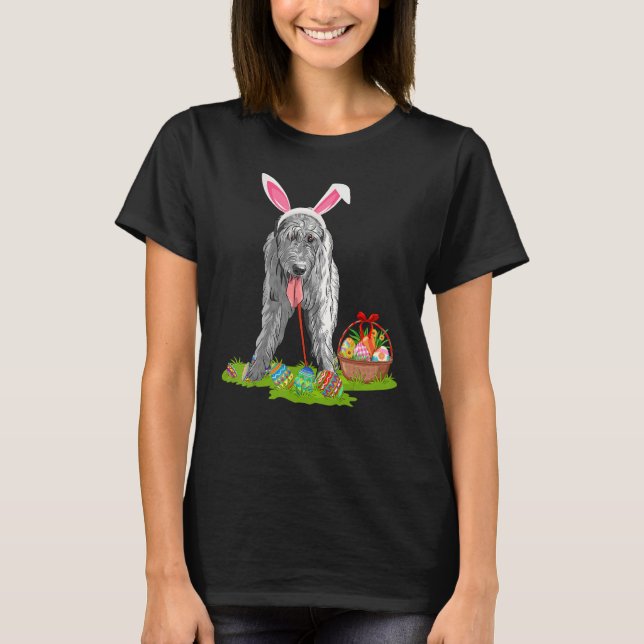 Camiseta Graciosa caza de huevos de Pascua Bunny Irish Wolf (Anverso)