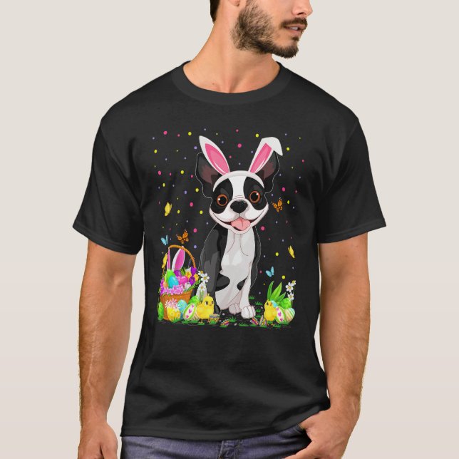 Camiseta Graciosa caza de huevos de Pascua en Boston Terrie (Anverso)
