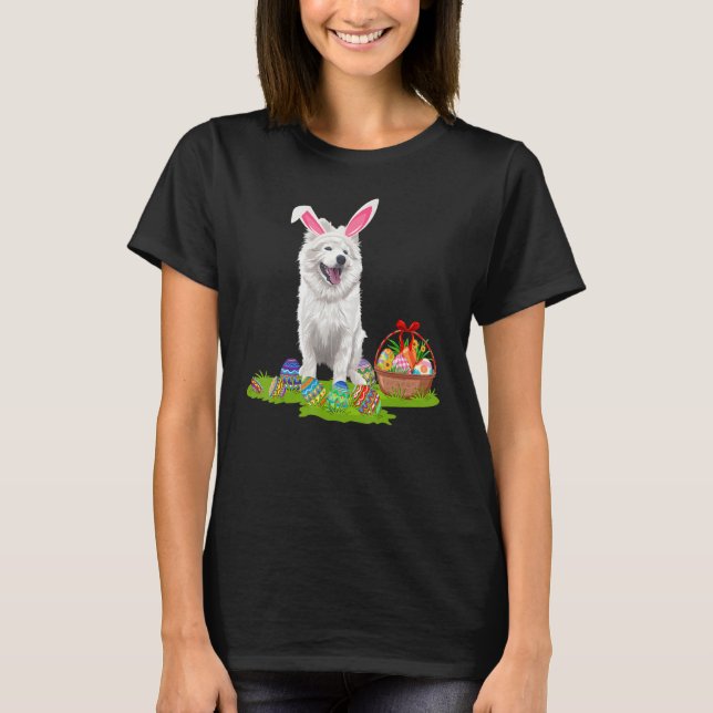 Camiseta Graciosa caza de huevos en Pascua Perro esquimal e (Anverso)