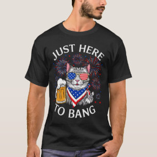 Camiseta Graciosa Cerveza 4 De Julio Gato Amante Justo Aquí