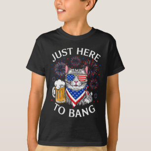 Camiseta Graciosa Cerveza 4 De Julio Gato Amante Justo Aquí
