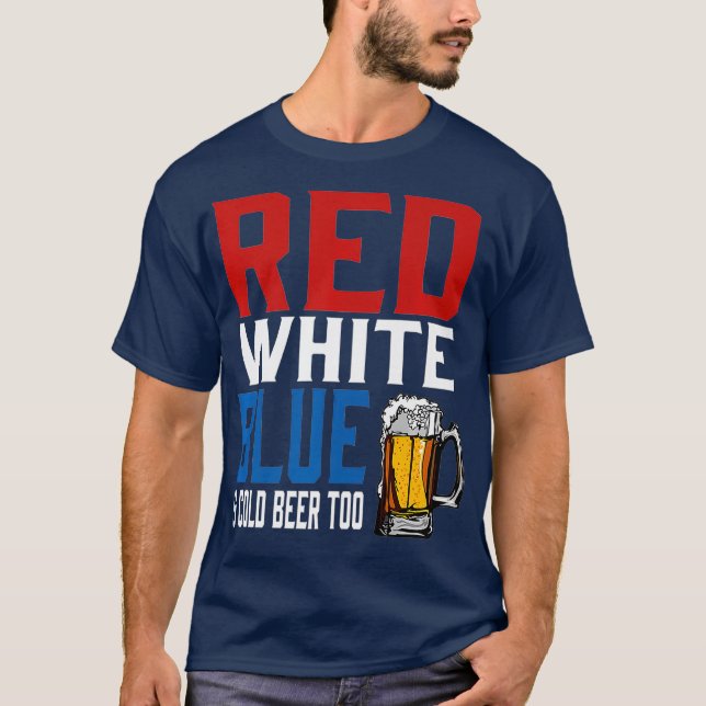 Camiseta Graciosa Cerveza Patriótica Rojo Cerveza Fría Azul (Anverso)