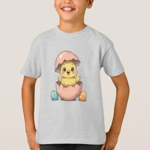 Camiseta Graciosa chica de Pascua con huevo agrietado