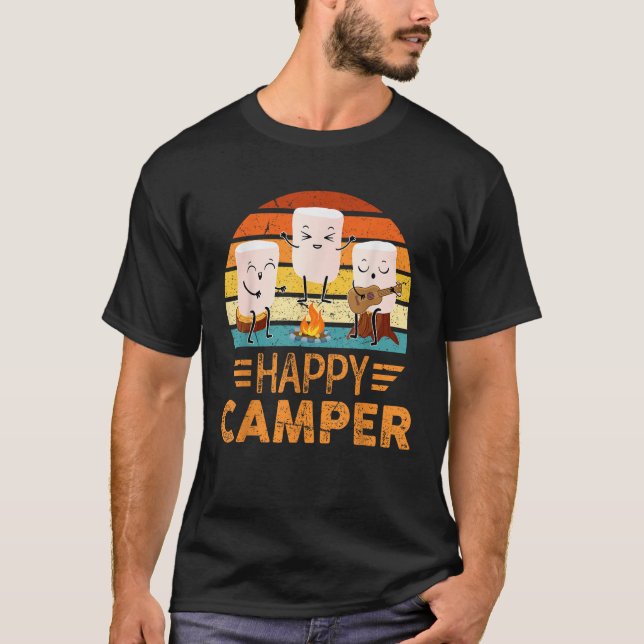 Camiseta Graciosa Cita De Camper De Marshmallow Feliz Para  (Anverso)
