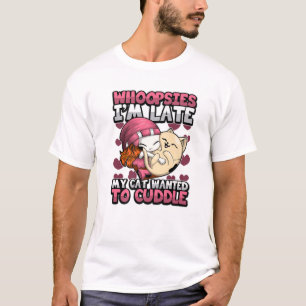 Camiseta Graciosa cita para gato "Whoopsies I'm Late" Kit