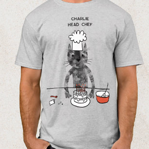 Camiseta Graciosa Cocina del chef Cat Chef Personalizado He