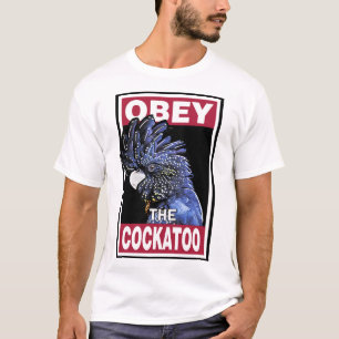 Camiseta Graciosa Cockatoo negro con cola roja - Arte de pá