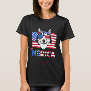 Camiseta Graciosa Colgando Con Husky Mom Merica El 4 De Jul