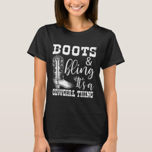 Camiseta Graciosa Cowgirl Boots Bling Women Gire Cute Love