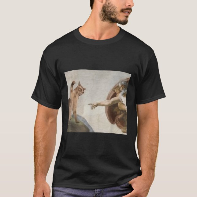 Camiseta Graciosa Creación De Dios De Adam Meme Michelangel (Anverso)