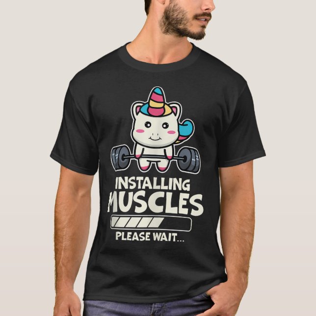 Camiseta Graciosa Curte Unicorn Workout Gym Fitness Weightl (Anverso)