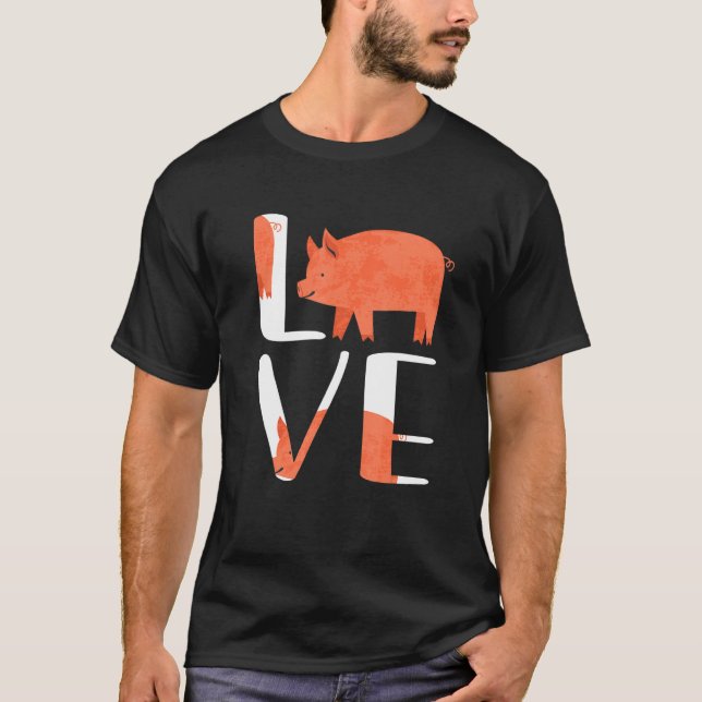 Camiseta Graciosa Cuta Me Encanta La Granja De Cerdo Animal (Anverso)