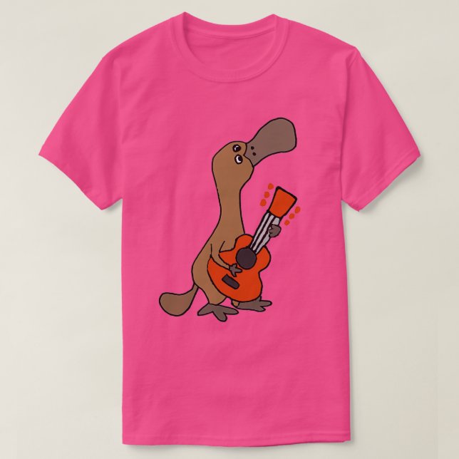 Camiseta Graciosa Cute Duckbilled Platypus Tocando Guitarra (Diseño del anverso)