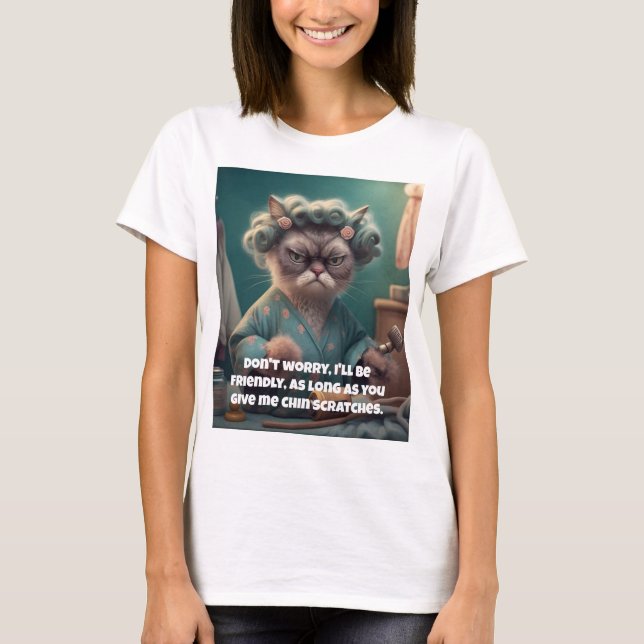 Camiseta Graciosa "Dama de Gato Enfadada" (Anverso)