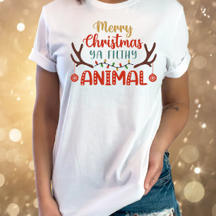 Camiseta graciosa de animales sucios para navidade
