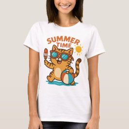 Camiseta Graciosa De Gato De Verano