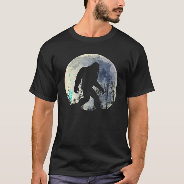 camiseta graciosa de gran pie sasquatch luna llena (Anverso)
