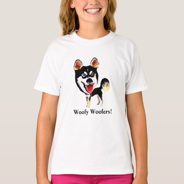 Camiseta graciosa de los Chicas Husky siberianos (Anverso)