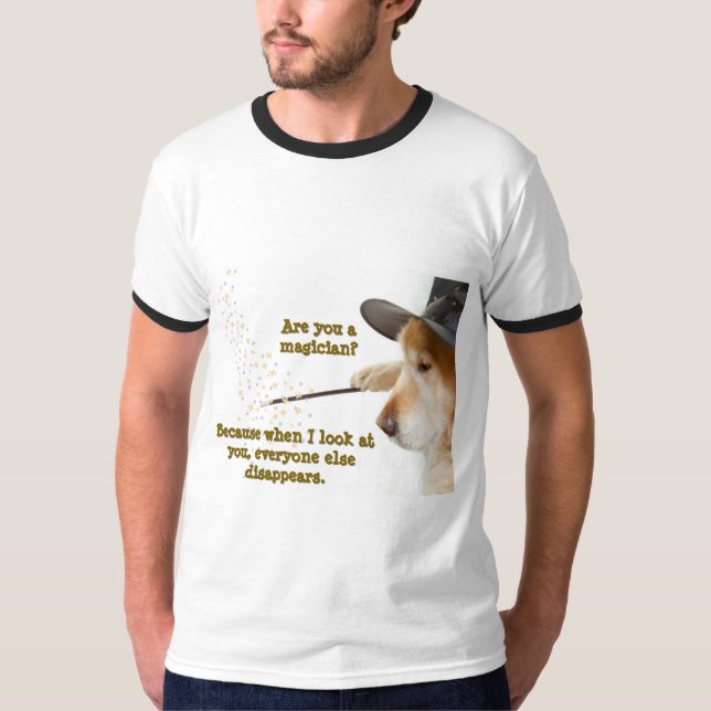 Camiseta Graciosa de Perro ¿Eres mago? (Anverso)