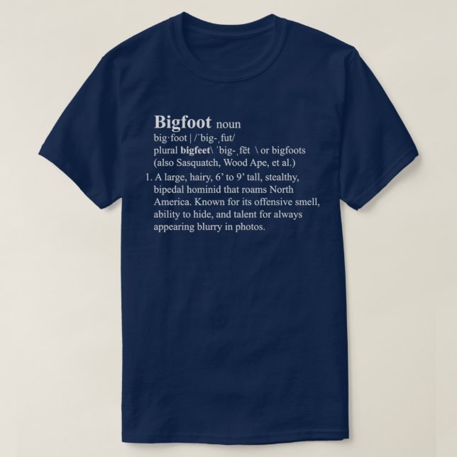 Camiseta Graciosa definición de Bigfoot (Diseño del anverso)