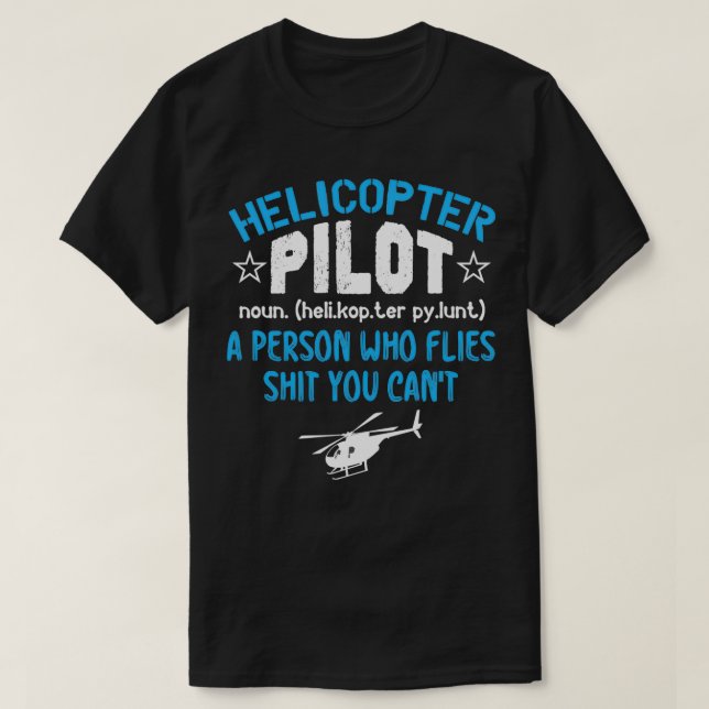 Camiseta Graciosa definición del piloto gráfico de helicópt (Diseño del anverso)