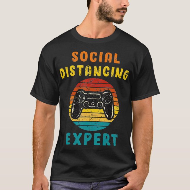 Camiseta Graciosa Distancia Social Vintage Retro Gamer Vide (Anverso)