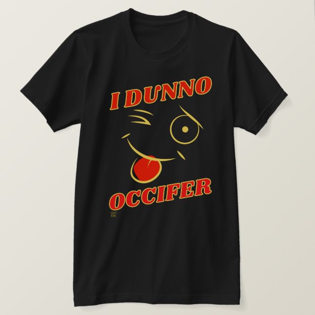 Camiseta graciosa "DUNNO..." (Anverso del diseño)