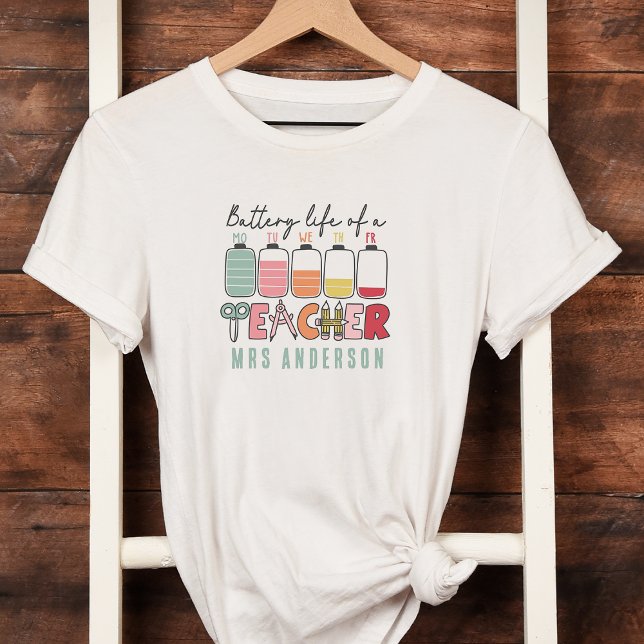 Camiseta Graciosa duración de la batería de un profesor (Subido por el creador)