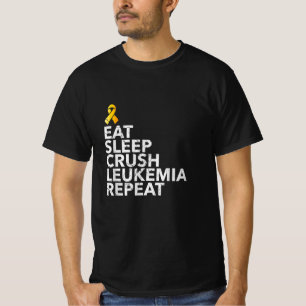 Camiseta Graciosa Eat Sleep Leukemia Repetir la Cinta Naran