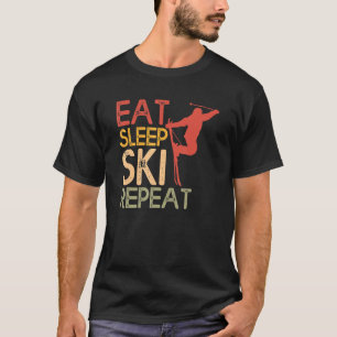 Camiseta Graciosa Eat Sleep Ski Repetir Para Los Diseñadore