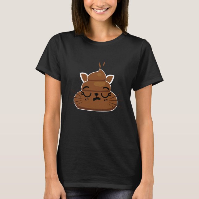 Camiseta Graciosa Emoji de gato somnoliento Pajama Poo Emot (Anverso)